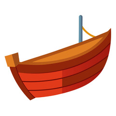Wooden fishing boat vector on white background.