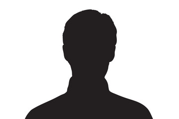 Black silhouette of a man's head and shoulders against a white background vector