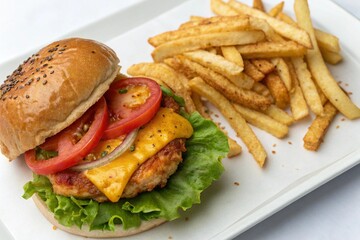  Chicken Burger with Golden Fries