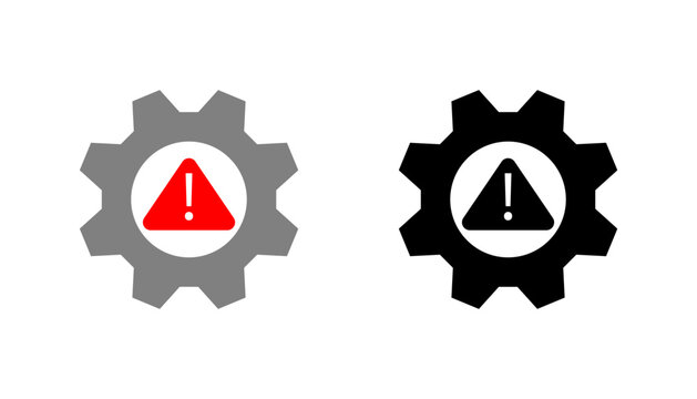 System Process and Settings Error Icon for Technical Maintenance Warning and Machine Failure Alert
