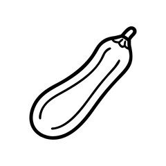Zucchini vegetable illustration in simple black outline style  