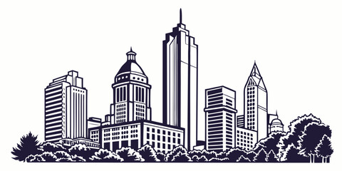 Bank of America Plaza, Westin Peachtree Plaza - Atlanta Downtown Vector