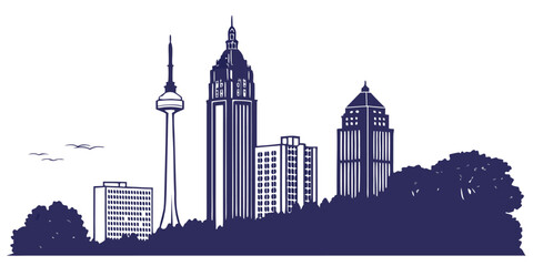 Vector Atlanta Silhouette: Iconic Bank of America Plaza, Westin Peachtree, SkyView