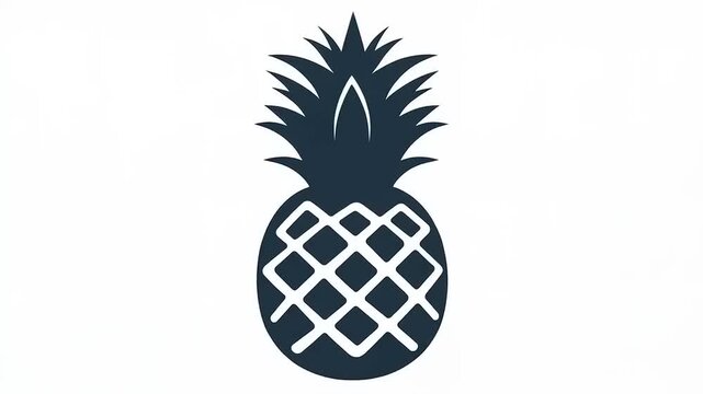 Stylized Pineapple Graphic Isolated on White Background, Tropical Summer Fruit Design