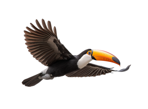 At the beginning of the course, you will learn about the various types of toucans, their colors, and body shapes. isolated on a transparent background in PNG format.