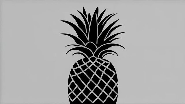 Silhouette of a Pineapple with Geometric Patterns Against a White Background