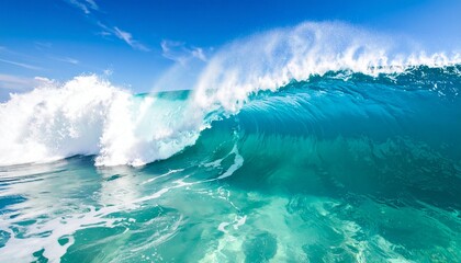 Obraz premium 南国リゾート地 青い海の浜辺に打ち寄せる大きな波