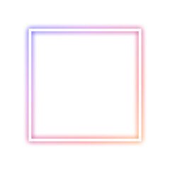 Square neon colorful gradient on a transparent background. 