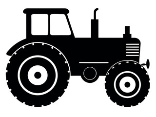 tractor silhouette vector, old tractor icon