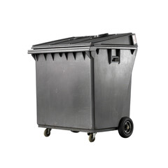 Gray plastic dumpster with a lid