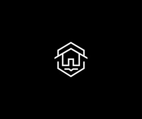 home roof hexagonal modern clean logo