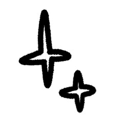 star wink sparkle cute cartoon child doodle clipart set in freehand outline style, kawaii character drawing, kids art elements for design, illustration, stationery, or creative projects.