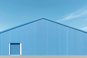 Fototapeta premium Minimalist architecture against a blue sky. A modern building with clean lines and a monochromatic color scheme. Simplicity in design.