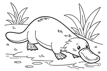 coloring page line art the platypus black vector