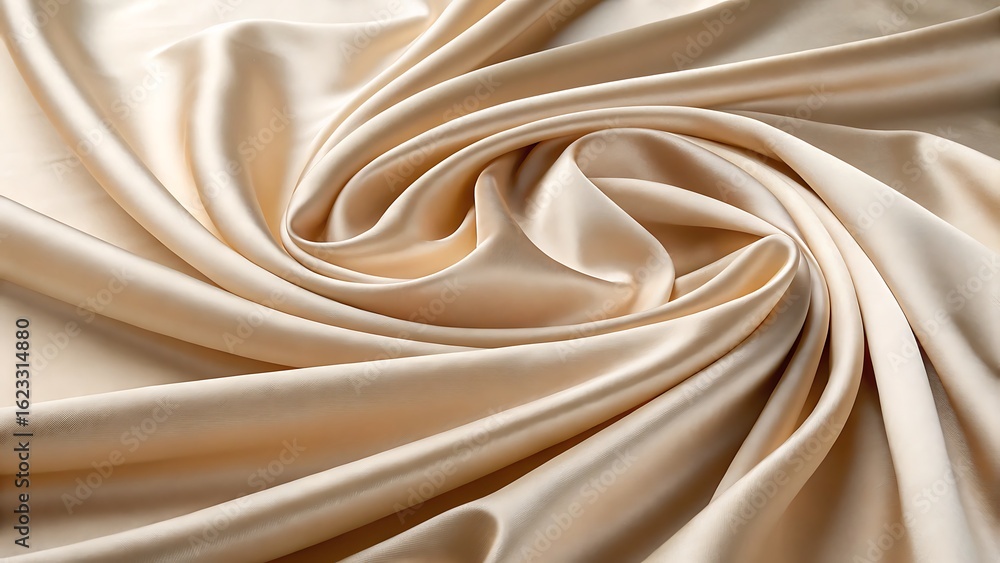 Poster elegant swirls of creamy fabric: luxurious textile waves create a soft and fluid texture for backgro