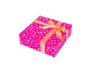 Colorful Christmas gift boxes with ribbons and decorations on white isolated background