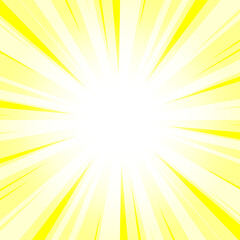 Abstract True Yellow Sunburst Background with Glowing Light Rays. Yellow Glowing Effect Sunburst Background for Presentation, Banner, Poster, Flyer, Sales. Pop Art Background for Summer Themes.