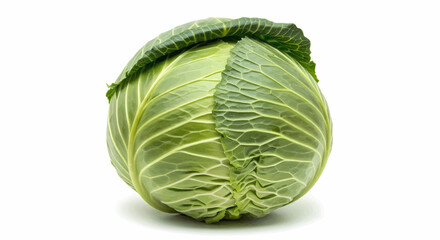 Fototapeta premium Organic cabbage head on white, a crisp food vector illustration for healthy eating.