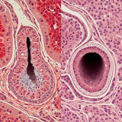 Microscopic View Of Pink And Purple Tissue Cells Detailed Medical Sample Analysis