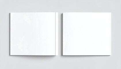 Two Square White Books Mockup on Light Gray Background, Minimalist Design
