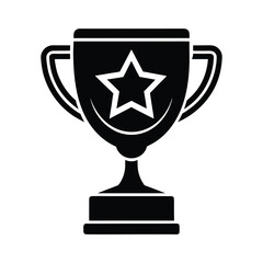 Teacher day vector art of black and silhouette of a trophy with a star inside, isolated