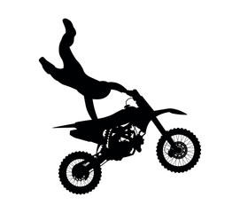 Airborne Freestyle Biker Silhouette on Dirt Bike