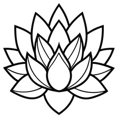 Fototapeta premium Beautiful floral vector illustration of a pink lotus flower with delicate petals and leaves