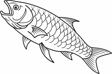 coloring page line art the tarpon fish black vector