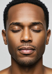 Obraz premium Man with Eyes Closed in Meditation Calm Portrait Natural Beauty Peace
