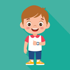 Cute little kid boy saw watch with happiness illustration