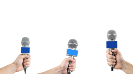 Hand Holding Microphone on transparent background png