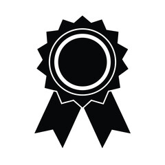 Teacher day vector art of black and silhouette of a starburst award ribbon with two hanging tails, isolated a