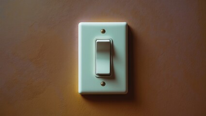 A wall switch on a brown wall with a modern design and illuminated border.