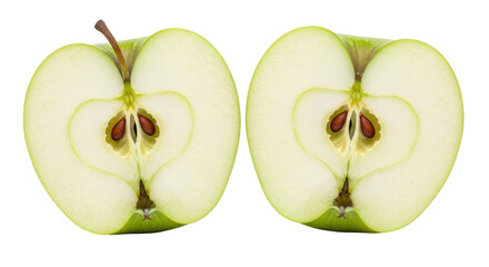 Isolated Green Apple Halves