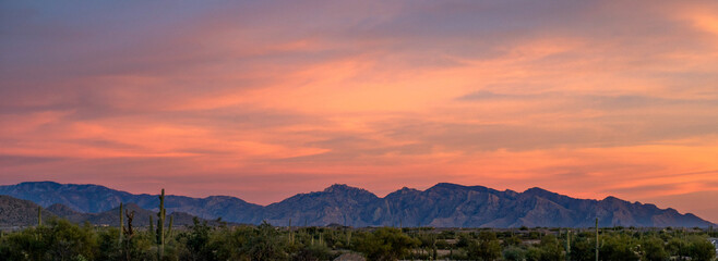Vibrant sunset over the Santa Catalina Mountains in Tucson, Arizona. 