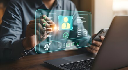 Man interacting with a digital user interface