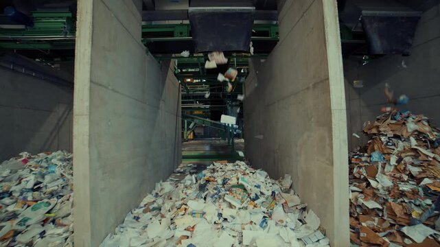 Piles of sorted waste forming at a waste sorting facility