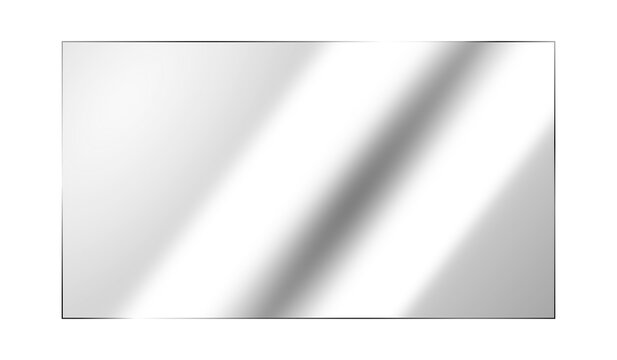 Realistic transparent glass panel or clear acrylic sheet with soft light reflection. Glossy rectangular surface with glare effect for display. Isolated, Ideal for showcasing objects or designs. PNG