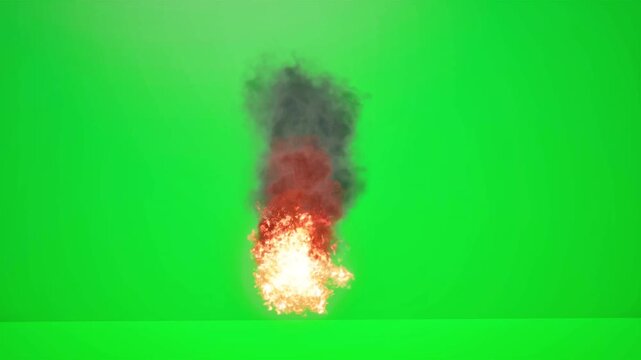 4K Explosion with Fire and Smoke on Green Screen &ndash; VFX Element for War, Action, and Destruction Scenes