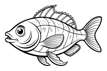 coloring page line art the grunt fish black vector