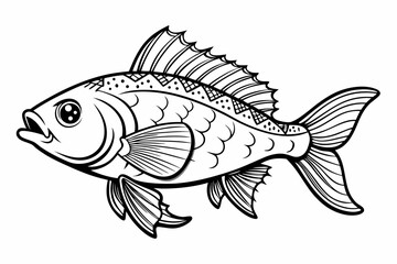 coloring page line art the grunt fish black vector