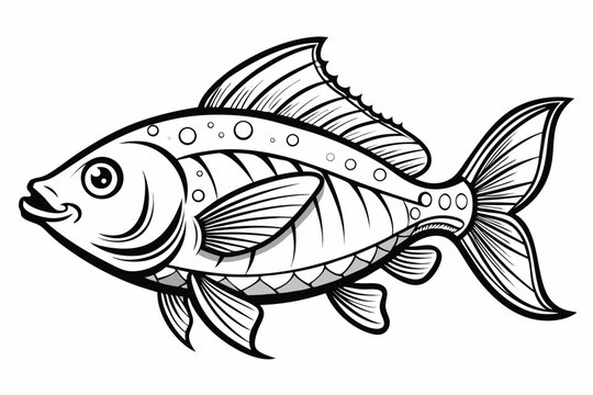 coloring page line art the grunt fish black vector