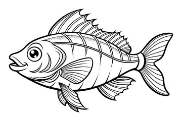 coloring page line art the grunt fish black vector