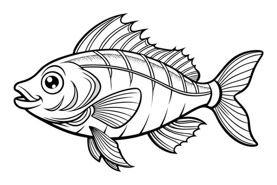 coloring page line art the grunt fish black vector