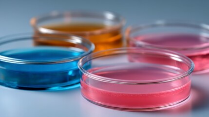 Four Colorful Liquids Glass Containers