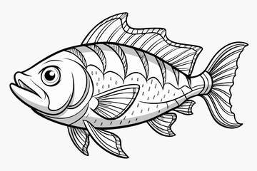 coloring page line art the grunt fish black vector