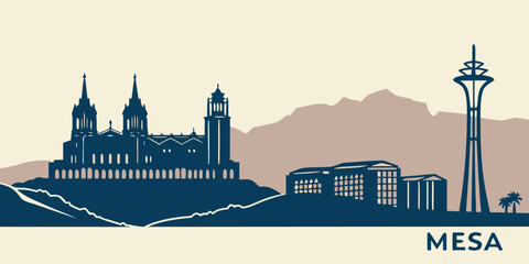 Arizona Desert Skyline Vector: Mesa's Downtown & Arts Center