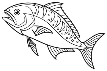 coloring page line art the drum fish black vector
