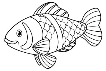 coloring page line art the drum fish black vector