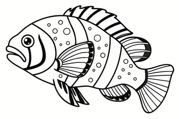 Fototapeta premium coloring page line art the drum fish black vector